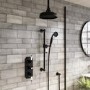 Black 2 Outlet  Ceiling Mounted Thermostatic Mixer Shower Set with Hand Shower - Cambridge