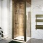 800x800mm Brushed Brass 6mm Glass Square Bi-Fold Shower Enclosure - Carina