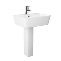 White Square Full Pedestal Basin 