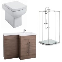 Moderno Medium Oak Furniture Suite with Shower Enclosure Tray and Waste