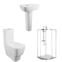Step Toilet and Basin Suite with 800mm Shower Enclosure Tray and Waste