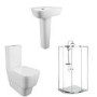 Step Toilet and Basin Suite with 800mm Shower Enclosure Tray and Waste