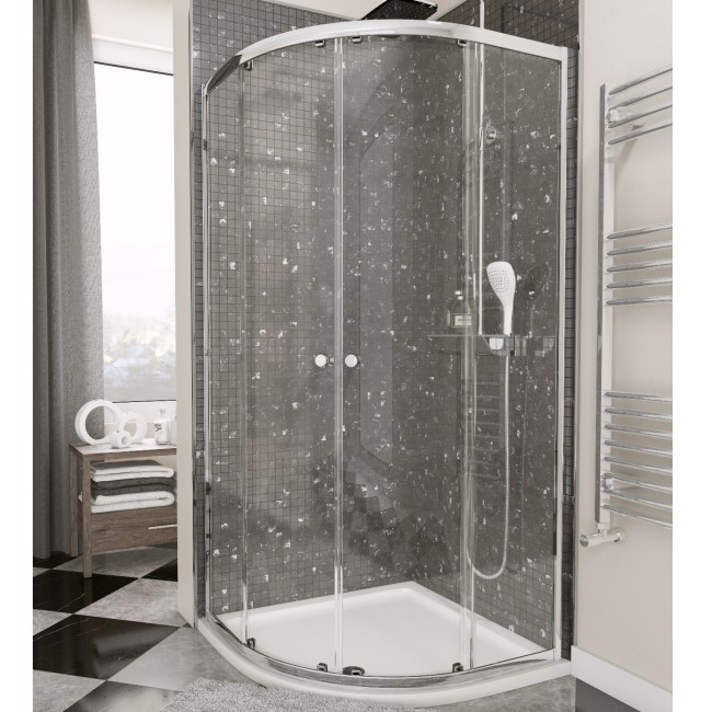 Claritas Glass Quadrant Shower Screen Enclosure with Tray & Waste - 900 x 900mm
