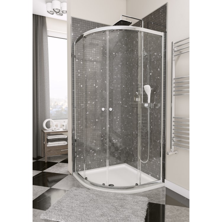 Claritas Glass Quadrant Shower Screen Enclosure with Tray & Waste - 900 x 900mm