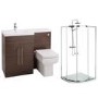 Moderno Left Hand Walnut Furniture Suite with 900mm Shower Enclosure Tray and Waste