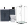 Moderno Left Hand Anthracite Furniture Suite with 900mm Shower Enclosure Tray and Waste