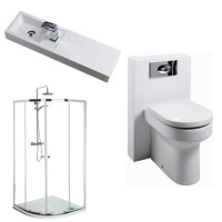 900mm Shower Enclosure Suite with Back to Wall Toilet and Basin