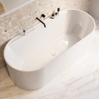 Matt White Freestanding Double Ended Bath with Ledge 1700 x 765mm - Clara