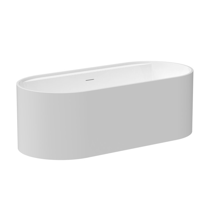 Matt White Freestanding Double Ended Bath with Ledge 1700 x 765mm - Clara