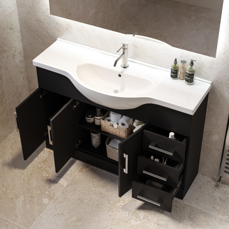 1200mm Black Freestanding Vanity Unit with Basin - Classic