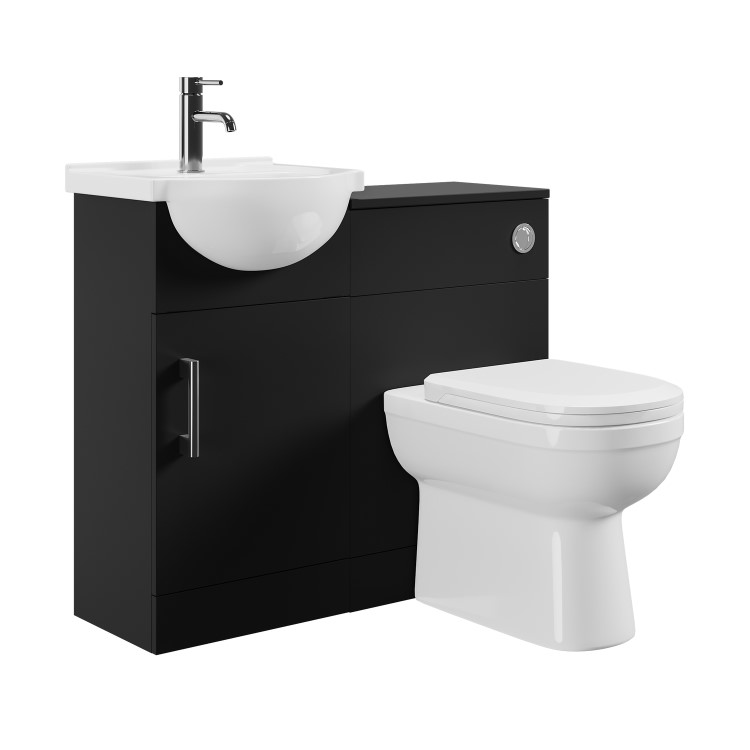 950mm Black Toilet and Sink Unit with Round Toilet - Classic