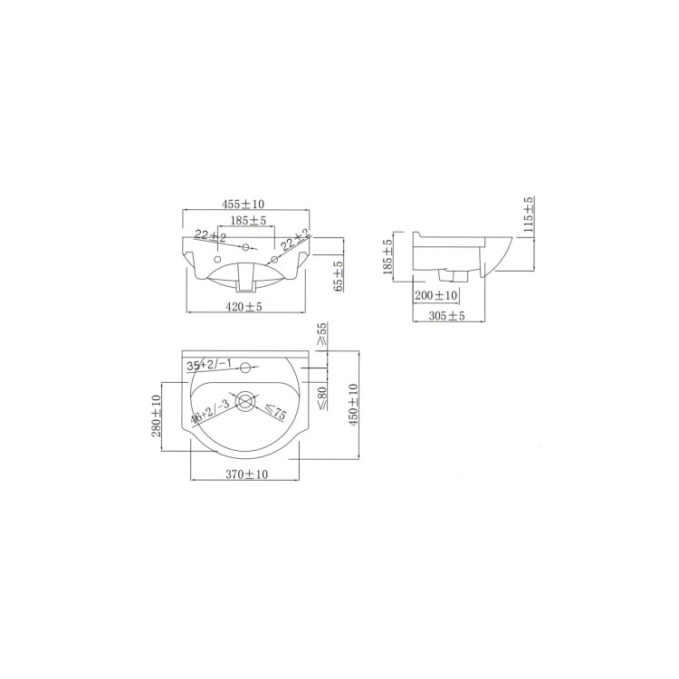 950mm Black Toilet and Sink Unit with Round Toilet - Classic