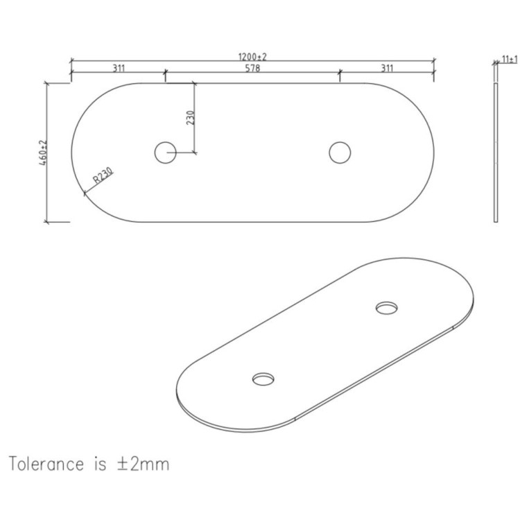 1200mm Walnut Wood Effect Curved Fluted Freestanding Double Countertop Vanity Unit - Matira