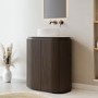 800mm Walnut Wood Effect Curved Fluted Freestanding Countertop Vanity Unit with Basin – Matira