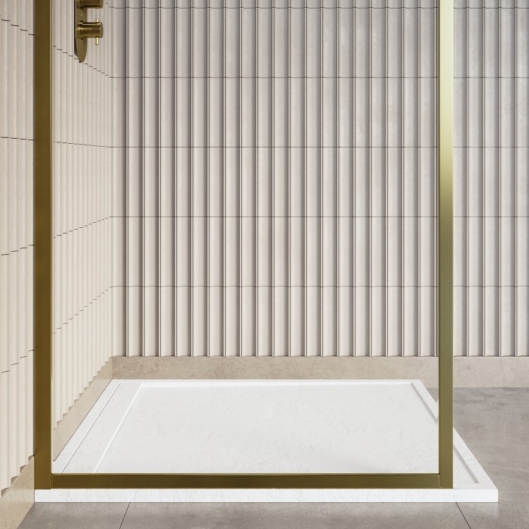 White 1000x800 30mm Slimmine Tray w/  Linear Waste - Coast 