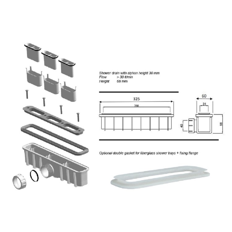 1000x900 Rectangular Shower Tray 30mm Low-Profile - Slate Cast Marble