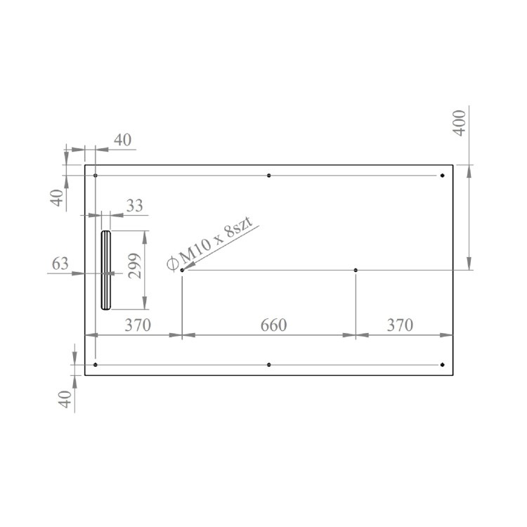 Black 1400x800 Rectangular Shower Tray 30mm Low-Profile - Slate Cast Marble