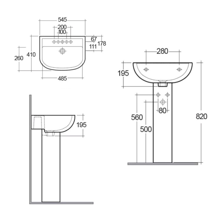 Rak Ceramics Modern Pedestal Basin 545mm