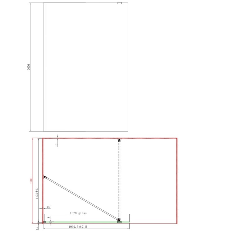 1000mm Brushed Brass Shower Screen for Wet Room & Walk In Shower with 300mm Hinged Flipper Return Panel – Corvus