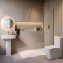 1300 x 800mm Brass Walk in Shower Enclosure Suite with Ashford Toilet and Basin