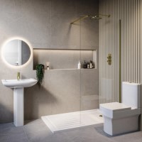 1600 x 800mm Brass Walk in Shower Enclosure Suite with Ashford Toilet and Basin 1600 x 800mm Brass Walk in Shower Enclosure Suite with Ashford Toilet and Basin