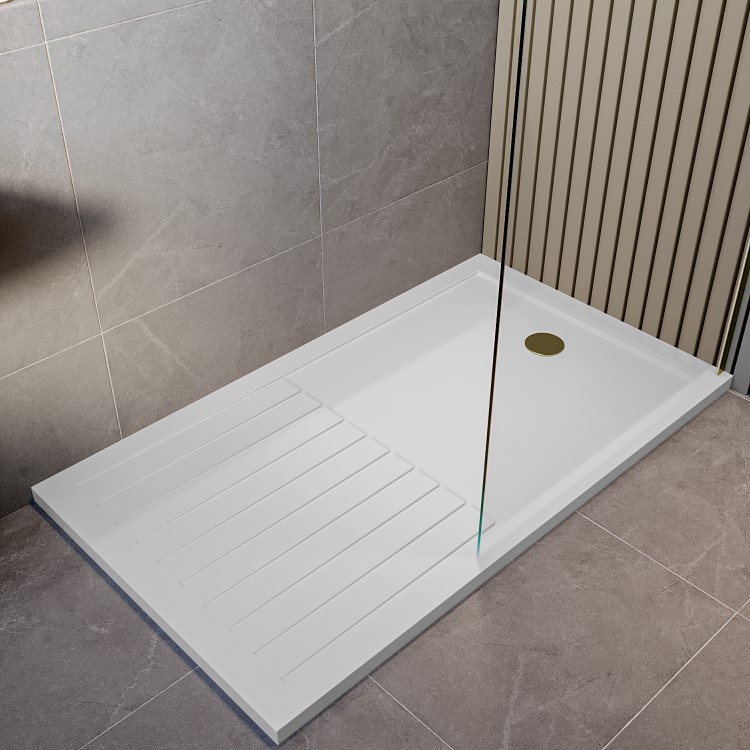 1700 x 800mm Brass Walk in Shower Enclosure Suite with Toilet and Basin - Corvus