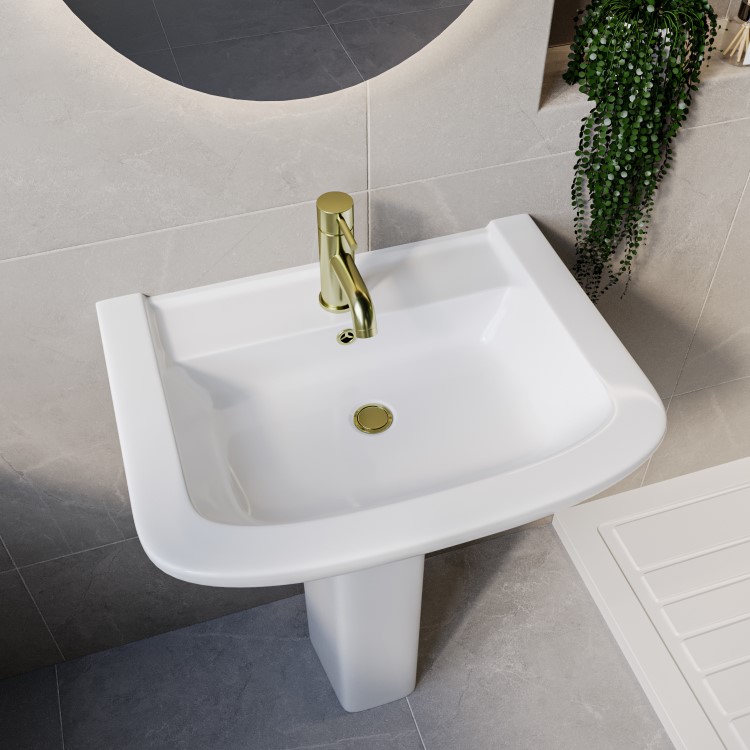 1700 x 800mm Brass Walk in Shower Enclosure Suite with Toilet and Basin - Corvus