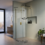 900mm Brushed Brass Shower Screen for Wet Room & Walk In Shower with 300mm Hinged Flipper Panel - Corvus