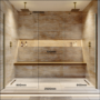 Brushed Brass Double Shower Screen for Wet Room & Walk In Shower 2500mm - Corvus