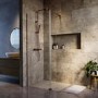 1000mm Brushed Bronze Shower Screen for Wet Room & Walk In Shower with 300mm Hinged Flipper Panel - Corvus