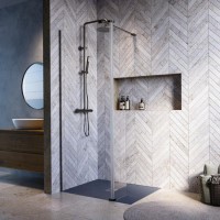 700mm Gunmetal Shower Screen + 300mm Flipper Panel - Corvus