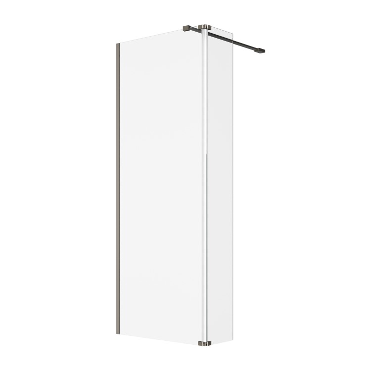 700mm Gunmetal Grey Grey Shower Screen for Wet Room & Walk In Shower with 300mm Hinged Flipper Panel - Corvus