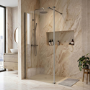 900mm Gunmetal Grey Shower Screen for Wet Room & Walk In Shower with 300mm Hinged Flipper Return Panel - Corvus