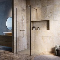 1000mm Brushed Nickel Shower Screen for Wet Room & Walk In Shower with 300mm Fixed Panel – Corvus