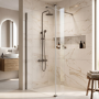 700mm Nickel Shower Screen for Wet Room & Walk In Shower with 300mm Hinged Flipper Return Panel - Corvus