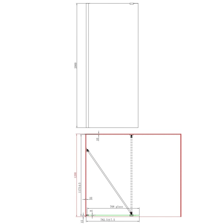 700mm Nickel Shower Screen for Wet Room & Walk In Shower with 300mm Hinged Flipper Return Panel - Corvus
