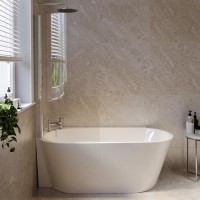 Freestanding Shower Bath Single Ended Left Hand Corner with Chrome Bath Screen 1600 x 780mm - Cove Freestanding Shower Bath Single Ended Left Hand Corner with Chrome Bath Screen 1600 x 780mm - Cove