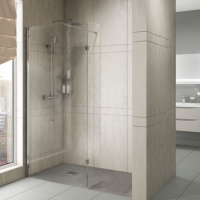 900 Walk In Shower Screen with 300 Hinged Return Screen - 8mm Glass