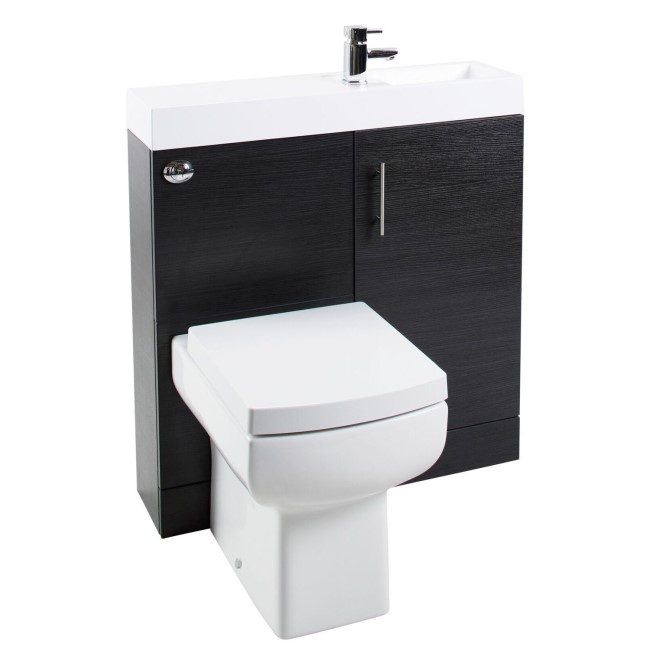 Black Cloakroom Vanity Unit & Basin with Delta Toilet