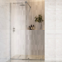1200mm Chrome Frameless Sliding Door Shower Enclosure 8mm Glass + Wall Support Bar - Denver