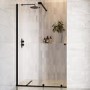 1200mm Black Sliding Door Shower Enclosure + Wall Support Bar 8mm Glass - Denver