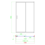 1200mm Black Sliding Door Shower Enclosure + Wall Support Bar 8mm Glass - Denver