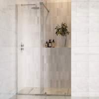 1400mm Chrome Frameless Sliding Shower Door 8mm Glass + Wall Support Bar - Denver