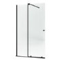 1400mm Black Sliding Door Shower Enclosure + Wall Support Bar 8mm Glass - Denver