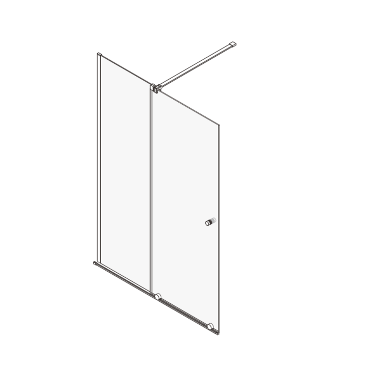 1400mm Brushed Brass Sliding Shower Door + Wall Support Bar 8mm Glass - Denver