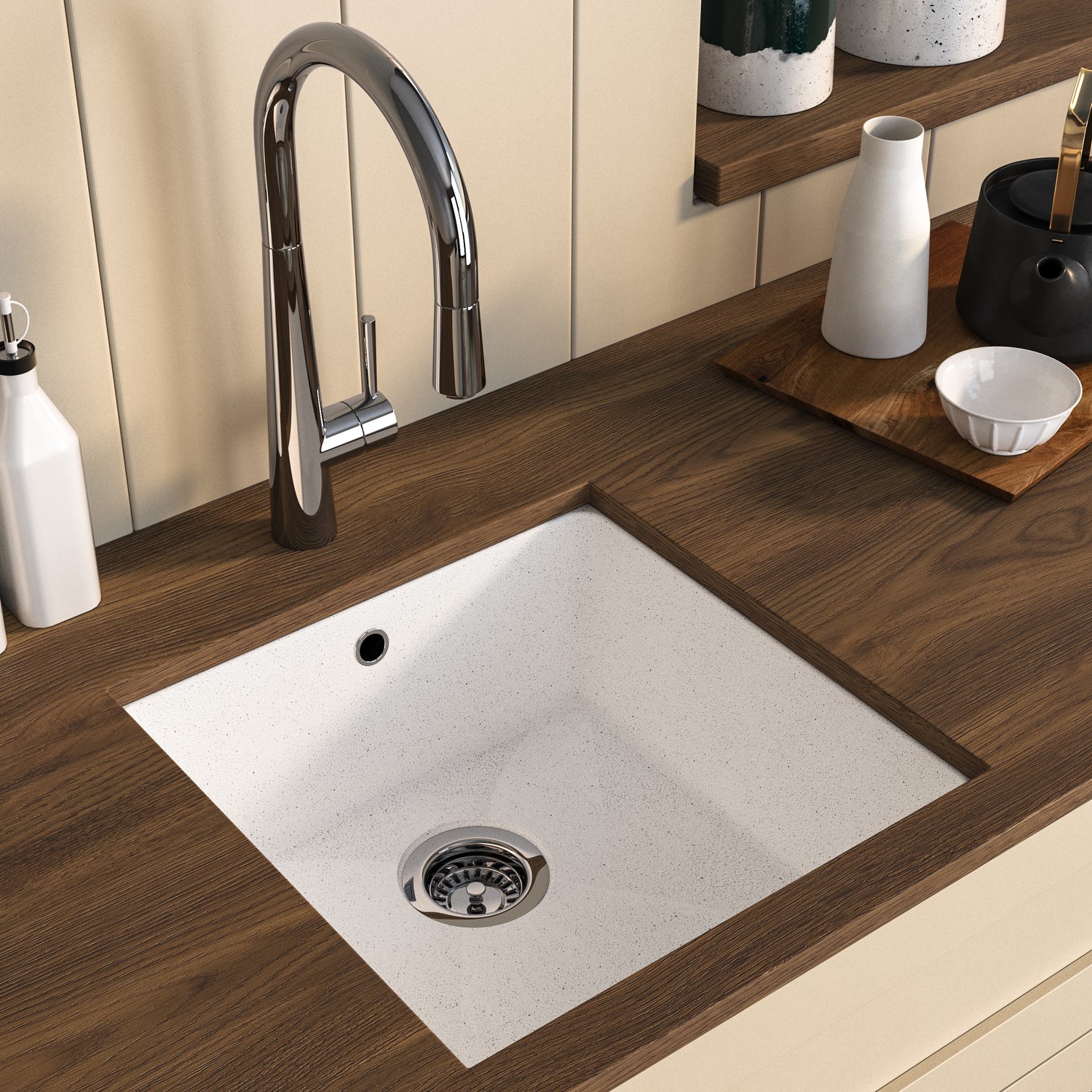 Enza Single Bowl  Inset Granite Composite Kitchen Sink With Waste Kit Eden WZZLE_00497