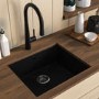Single Bowl Black Inset Granite Composite Kitchen Sink with Waste Kit - Enza Eden