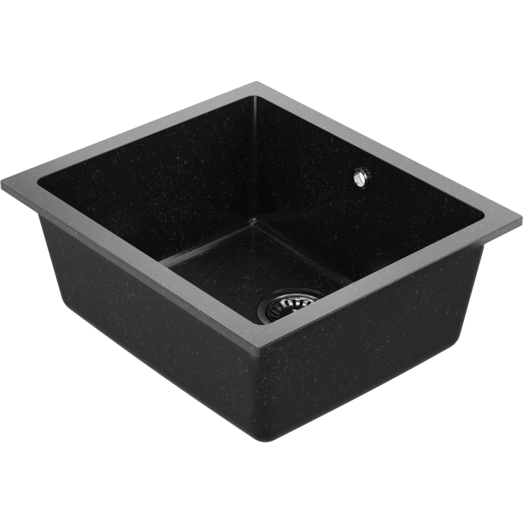 Single Bowl Black Inset Granite Composite Kitchen Sink with Waste Kit - Enza Eden