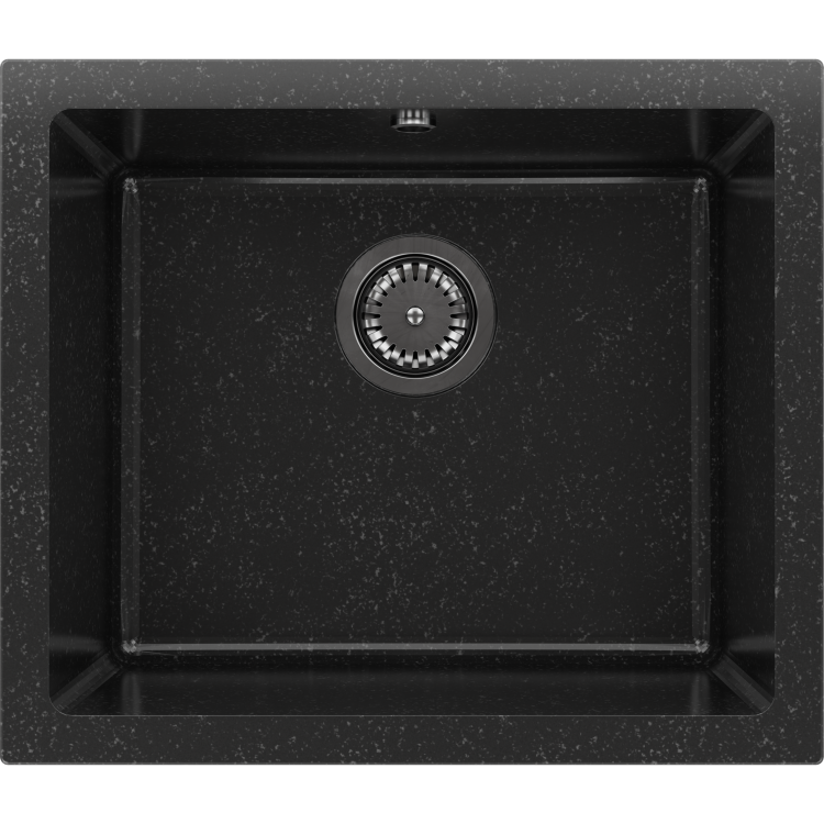 Single Bowl Black Inset Granite Composite Kitchen Sink with Waste Kit - Enza Eden