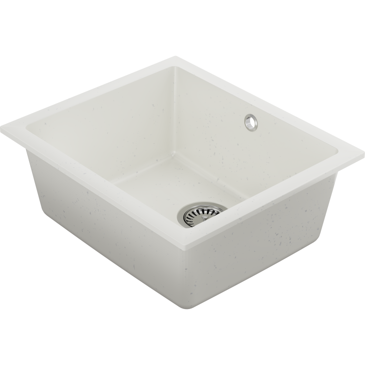 Single Bowl White Inset Granite Composite Kitchen Sink with Waste Kit - Enza Eden